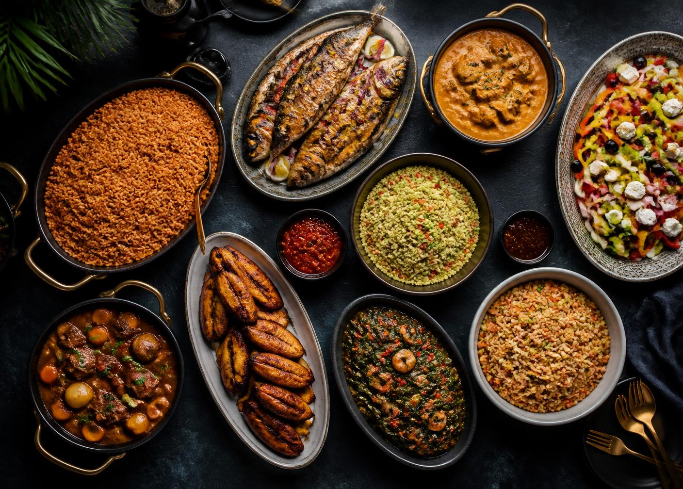 Buffet line of freshly prepared local and international dishes
