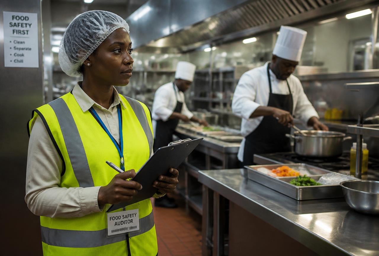 Consultant carrying out a food safety and kitchen operations audit