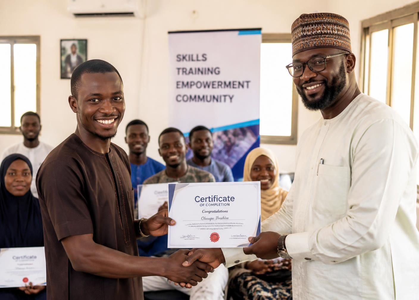 Graduates of a WCSS community skills programme receiving certificates
