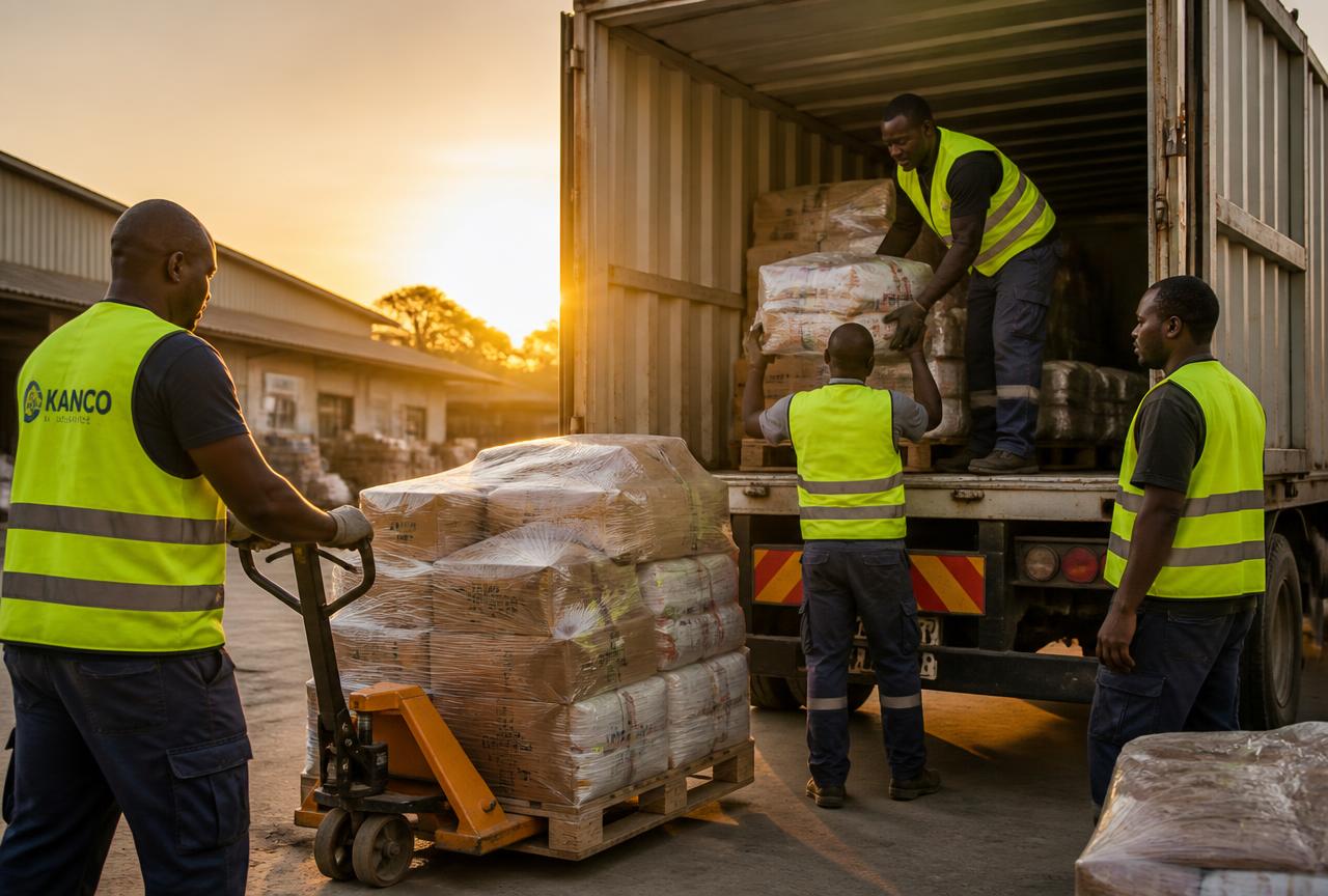 Cold chain delivery being loaded at a logistics yard at dawn